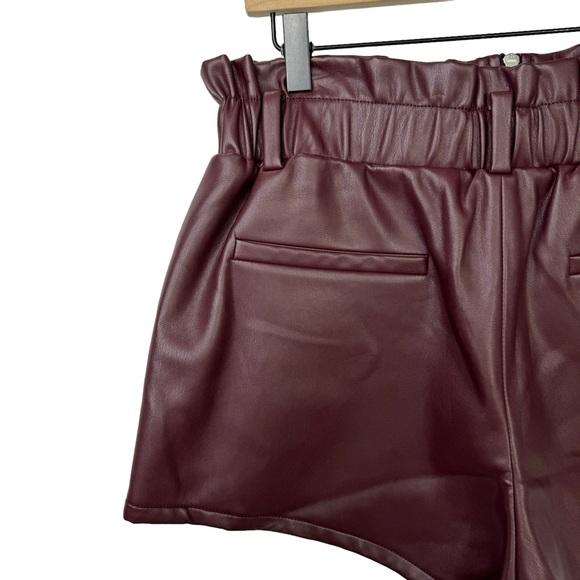 NWT SEA New York Lena High Waist Burgundy Vegan Leather Shorts - Picture 8 of 12